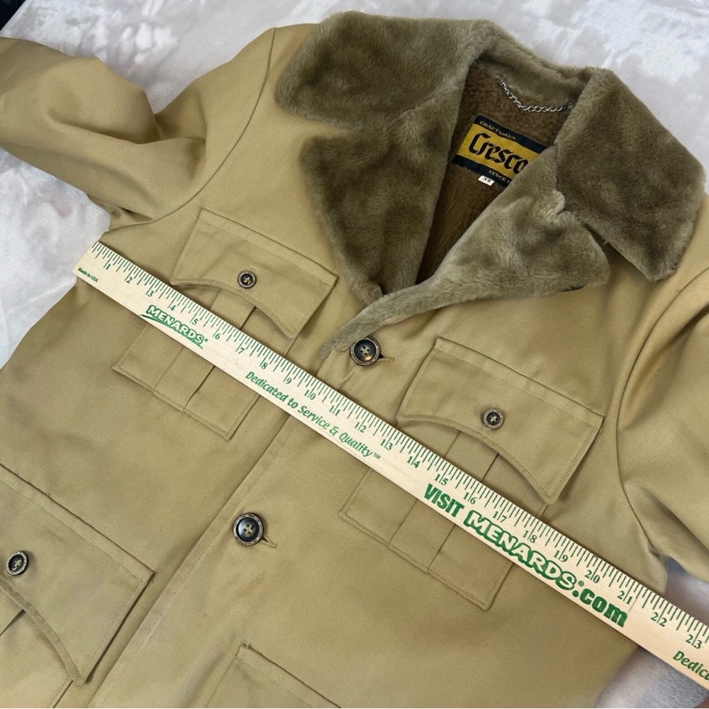 Cresco Men's Khaki Field Jacket with Faux Fur Collar Size 38 small/medium